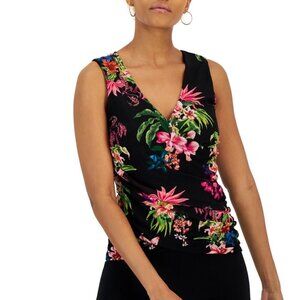 I.N.C. International Concepts Size XS Floral Printed Mesh Crossover Top NWT